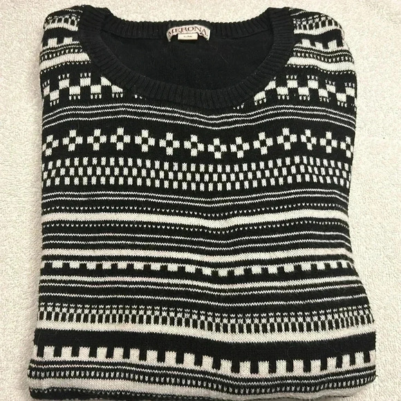 Merona Woman Lightweight Black/White Striped Sweater Size Large - Picture 8 of 8